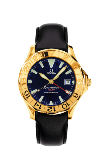 Omega Seamaster Diver 300M Automatic 41 GMT Yellow Gold / Blue / Leather